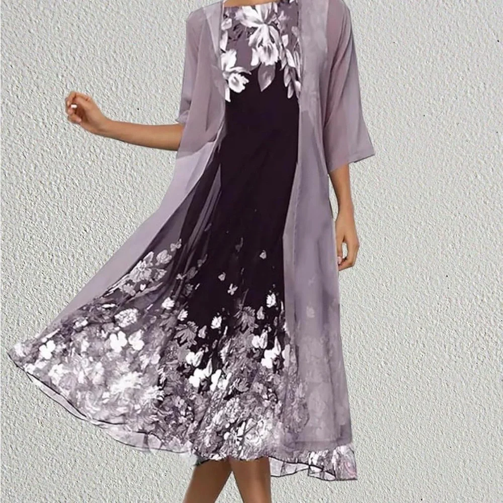 Floral Print Sheer Dress - Picture 1 of 5